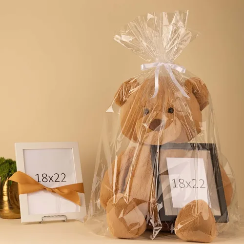 Miniatura 4 de Bolsas de celofán transparente de 40 x 50 pulgadas para cestas de regalo, paquete de 5 bolsas extragrandes resistentes para celofán, bolsas