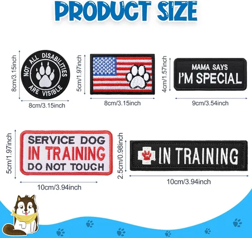 Miniatura 2 de Paquete de 25 parches tácticos para perros de servicio, parches de arnés para bordar, no mascotas, parches en entrenamiento de bandera