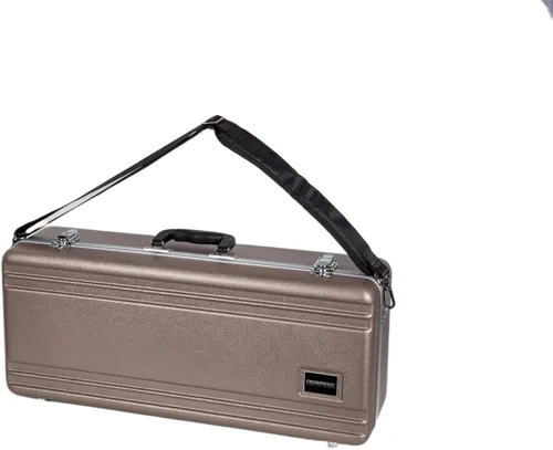Miniatura 4 de Crossrock Funda para saxofón alto de ABS – Acabado champagne rectangular, interior de terciopelo burdeos, cerradura de seguridad y correa desmontable