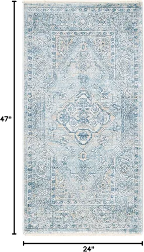 Miniatura 2 de Unique Loom Newport Collection - Alfombra de área ocre (2' x 3' 11", azul/marrón claro)