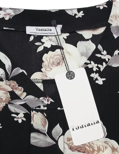 Miniatura 5 de Youtalia - Blusa casual de mujer con cuello en V, estampada, de gasa, con mangas de 34 con puños, estilo casual
