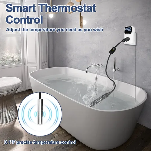 Miniatura 3 de Calentador de agua de inmersión portátil de 1500 W 120 V con termostato ajustable y enchufe GFCI, calentador de piscina sumergible para piscinas