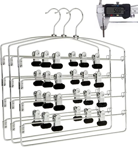 Miniatura 7 de Perchas de metal de 3 barras múltiples de calidad, realmente resistentes, ahorran espacio, estables con acolchado de espuma antideslizante, gancho