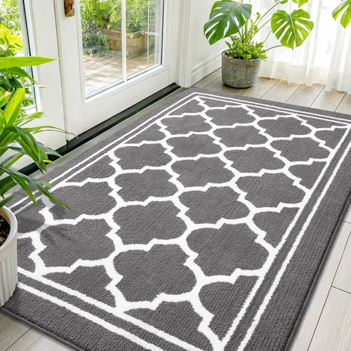Miniatura 26 de Buganda Alfombra para Puerta Interior, Felpudo Resistente a la Suciedad y Absorbente, Antideslizante, Alfombras de Perfil Bajo para Entrada Marrón