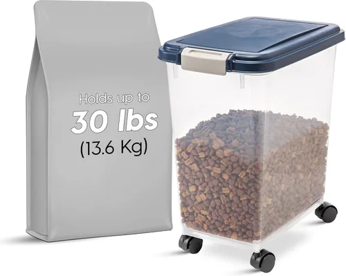 Miniatura 3 de IRIS USA - Recipiente hermético de 25 libras/33 cuartos de galón. IRIS USA WeatherPro - Contenedor hermético para alimentos para mascotas, con Azul
