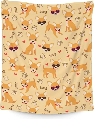 Miniatura 10 de Chihuahua - Manta de regalo de 30 x 40 pulgadas, bonita manta para niños y adultos, mantas amarillas suaves y peludas para sofá, oficina