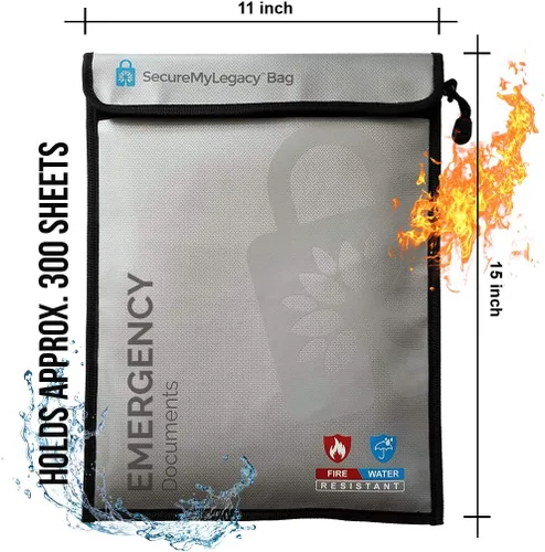 Miniatura 4 de Secure My Legacy - Bolsa impermeable e ignífuga para documentos (4 unidades)