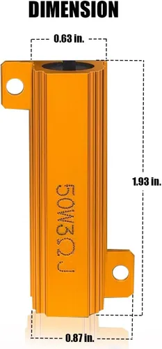 Miniatura 6 de ZONETECH Resistencias de carga LED de 50 W y 6 ohmios – 4 resistencias de carga LED de alta calidad para luces direccionales LED o luces LED