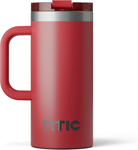 Miniatura 37 de RTIC - Taza de viaje para viajes de 16oz con tapa y asa, forrada en cerámica, aislada, de acero inoxidable, metálica, de doble pared con aislamiento