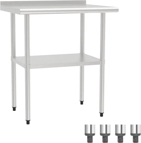 Mesa de acero inoxidable (mesa de tablero+patas ajustables, 24 x 30 pulgadas)