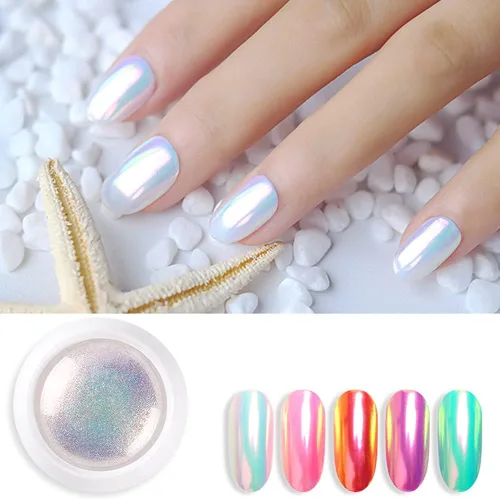 Miniatura 7 de Barniz, espejo mágico efecto neón polvo brillante perla uñas brillo uñas arte decoraciones