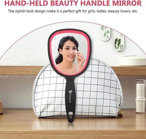 Miniatura 5 de Espejo de mano pequeño con asa para mujeres y niñas, espejos de mano ligeros para regalo, espejo de mango personal para maquillaje, viajes, baño