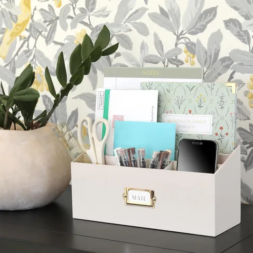 Miniatura 4 de KIBAGA Elegante organizador de correo de lino para tu encimera: organiza fácilmente bolígrafos, correo y más en espaciosos compartimentos