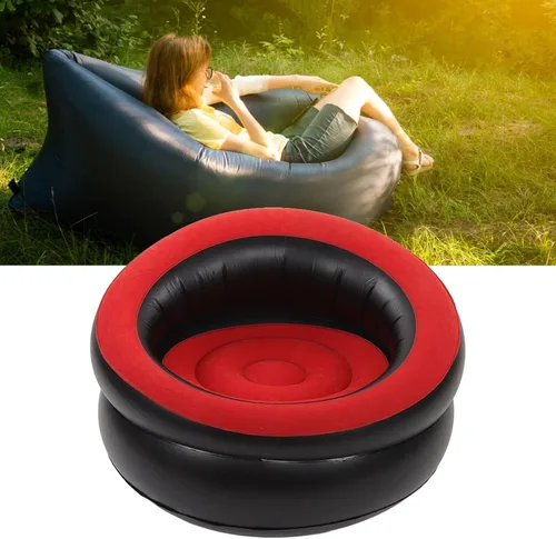 Miniatura 4 de Sofá inflable, sofá de aire flocado, silla inflable simple, sofá ultra suave, puf para sala de estar, dormitorio, sala de lectura, oficina, balcón