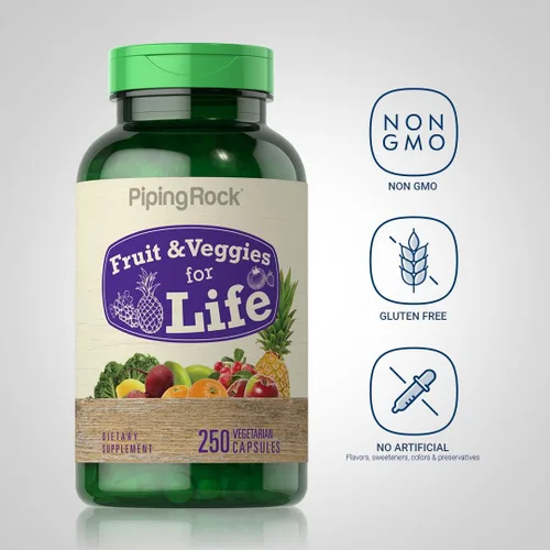 Miniatura 4 de Piping Rock Suplemento de frutas y verduras 250 cápsulas Vitaminas de frutas y verduras superalimentos Vegetariano, sin OMG, sin gluten