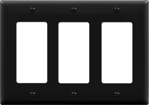 ENERLITES Placa de pared decorativa para interruptor de luz o tomacorriente, acabado brillante, tamaño 3-Gang 4.50" x 6.38", policarbonato Negro