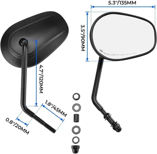 Miniatura 3 de Espejos retrovisores negros de lágrima de 0.315 pulgadas para Harley Davidson Sportster XL883 1200 1982-2025, Road King Road Glide Street Glide Tri