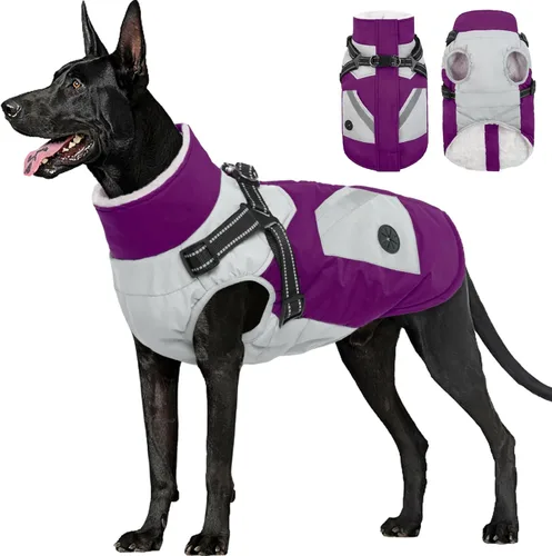 Miniatura 28 de FUAMEY Chaquetas de invierno para perros pequeños, abrigo para perros con arnés incorporado, trajes de nieve impermeables para perros, chaqueta