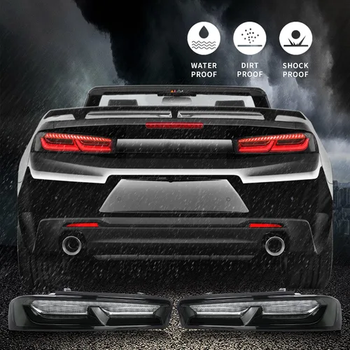 Miniatura 7 de Luces traseras LED VLAND enhumedecidas y transparentes compatibles con [Chevrolet Chevy Camaro Coupe 2016 2017 2018] con luces de señal intermitente