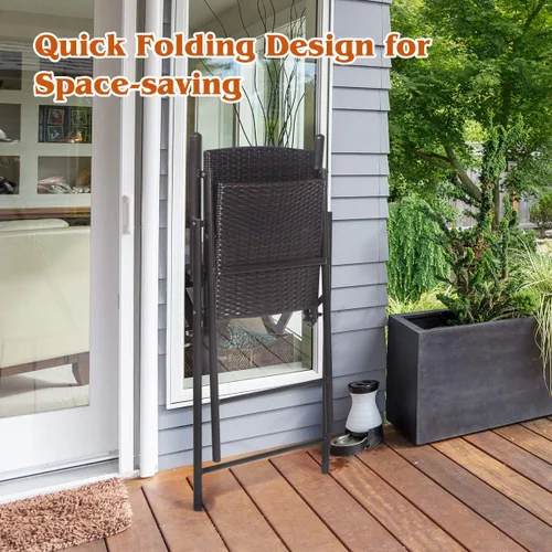 Miniatura 8 de S AFSTAR Juego de 4 sillas plegables de mimbre, sillas altas portátiles de ratán para patio, balcón, patio trasero, silla de patio plegable