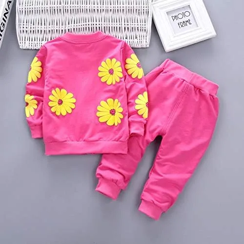 Miniatura 2 de Yao Conjunto de 3 piezas con estampado de flores para niñas pequeñas de 1 a 5 años, chaleco y pantalones