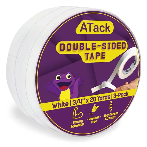 Miniatura 11 de ATack Cinta de doble cara blanca, 2 pulgadas x 10 yardas, cinta de tela de pared autoadhesiva de doble cara resistente para plantillas de madera