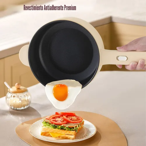 Miniatura 6 de Dezin Cocina Eléctrica, Sartén Antiadherente Sauté de 2L, Cocina de Fideos Rápida, Mini Olla para Bistec, Huevo, Arroz Frito, Ramen, Avena, Sopa