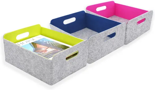 Miniatura 31 de Welaxy Cestas de almacenamiento plegables de fieltro, cubos de almacenamiento para estantes, caja de fieltro para niños, juguetes, revistas, libros