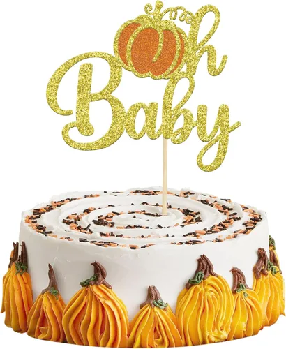 Miniatura 16 de Gyufise Decoración de pastel de calabaza – Decoración azul para pastel de baby shower para cumpleaños, Halloween, suministros de fiesta de Acción