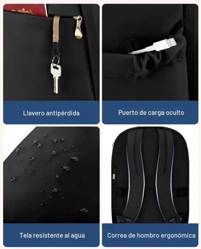Miniatura 5 de Mochila para laptop LIGHT FLIGHT, mochila para laptop para mujeres, bolsa de viaje para laptop, mochila grande para la escuela universitaria, Negro