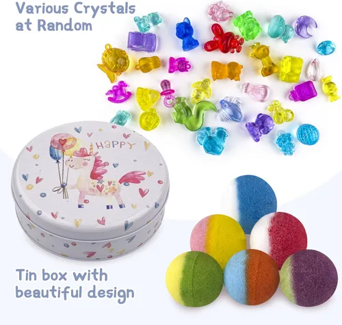 Miniatura 2 de Bombas de baño para niños, 12 bombas de baño con juguetes de cristal sorpresa en el interior, hechos a mano naturales y orgánicos para baño, regalo