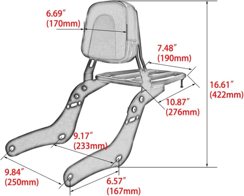 Miniatura 5 de Accesorios de motocicleta Pasajero Respaldo desmontable Sissy Bar con portaequipajes para Honda Rebel CMX1100 CM1100 CM 1100 CMX 1100 2021 2022 2023