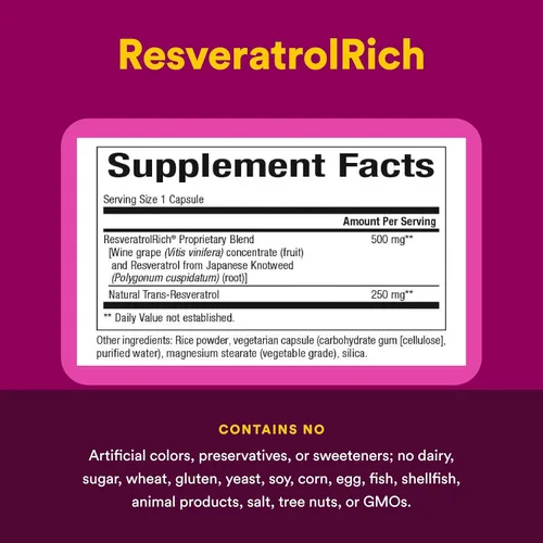 Miniatura 4 de ResveratrolRich by Natural Factors, Super Strength Resveratrol Concentrate, Promotes Healthy Aging, 60 capsules (60 servings)