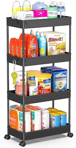 Miniatura 10 de SPACEKEEPER Carrito de Almacenamiento Rodante de 3 Niveles Organizadores de Carrito de Baño con Ruedas Organización de Cuarto de Lavandería Unidad