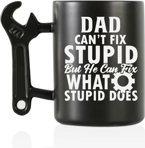 Miniatura 8 de Onebttl Regalos para papá taza de café con mango de llave inglesa, regalos para papá de hija e hijo, taza de cerámica divertida de 13.5 onzas