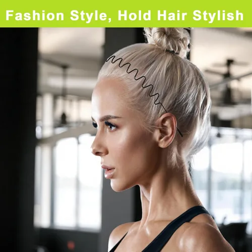 Miniatura 7 de Diademas de Metal, Con Dientes Cinta para el Cabello para Hombres, Diademas para Mujeres, Unisex Negro Ondulado Primavera Deportes al Aire Libre