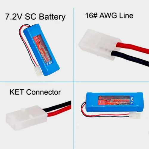 Miniatura 5 de Paquete de baterías RC de 7.2V (paquete de 2) 3800mAh de alta capacidad de 6 celdas NiMH Flat Battery Pack w/Standard Tamiya Connector+7.2V Smart