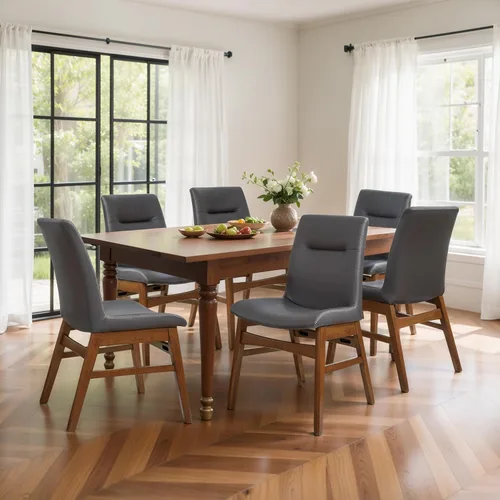 Miniatura 30 de SyMax Juego de 6 sillas de comedor de piel sintética con borde cosido, modernas sillas laterales de cocina de alta gama para dormitorio, sala