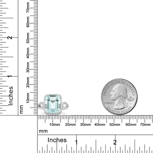 Miniatura 7 de Gem Stone King 5-8 Cttw Halo Ring for Women 925 Sterling Silver Emerald Cut 12X10MM Gemstone Birthstone Fine Jewelry for Her Mom Wife