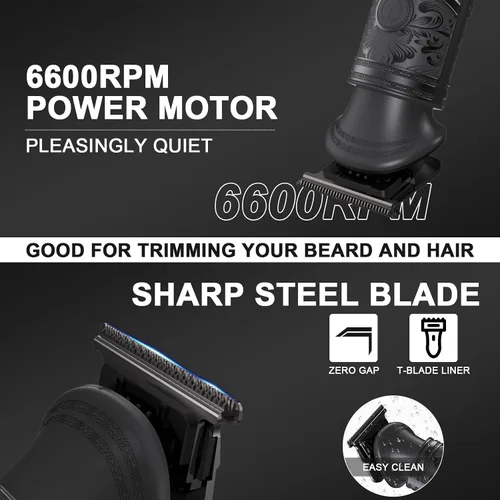 Miniatura 4 de Kit profesional 3 en 1 de recortadora de barba y cortadora de pelo para hombres, afeitadora eléctrica para la cabeza, cara, cuerpo, nariz y oídos