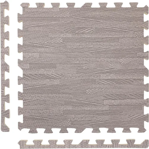 Miniatura 5 de Azulejos de espuma estampada de 0.4 pulgadas de grosor, 24 x 24 pulgadas, 25 piezas, suelo protector estilo grano de madera, para el hogar