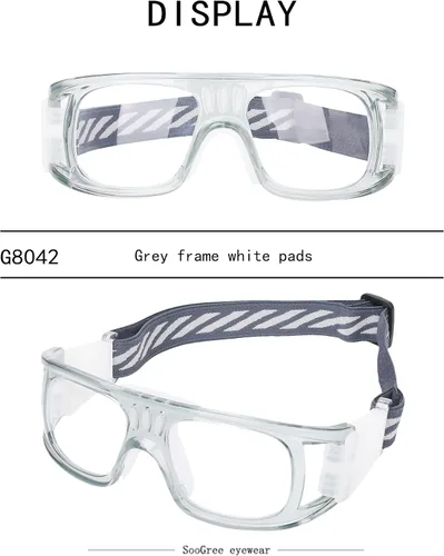 Miniatura 3 de SooGree Sports Glasses - Racquetball Goggles Basketball Football Eye Protective Almohadilla de nariz blanca con marco gris G8042