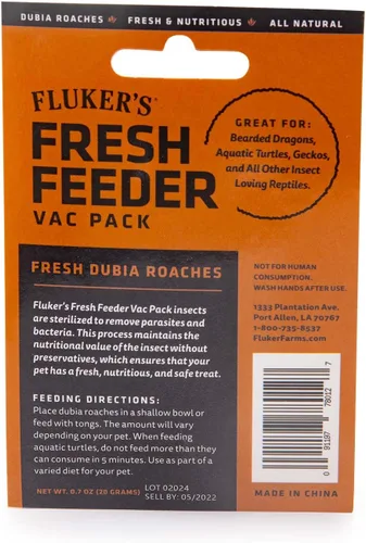 Miniatura 2 de Fluker's Fresh Feeder Vac Pack Cucarachas Dubia, Totalmente Naturales y Libres de Conservantes, Excelentes para Reptiles, Aves o Animales Pequeños