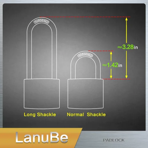 Miniatura 7 de LanuBe Candados de acero inoxidable 304 con igual llave para uso en exteriores, candado para vaso de pines, cuerpo de 2 pulgadas de ancho, grillete