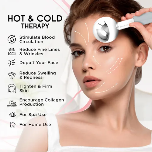 Miniatura 4 de Globos de hielo para tratamientos faciales Rodillo de enfriamiento de acero irrompible Bastones criogénicos para rostro Masajeador para Gris