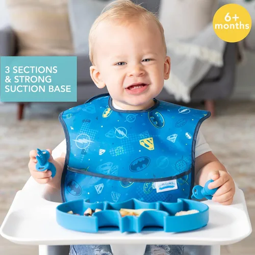 Miniatura 2 de Plato de succión Bumkins para niños pequeños y bebés, plato de silicona con agarre, para bebés y niños, alimentación guiada por el bebé, suministros