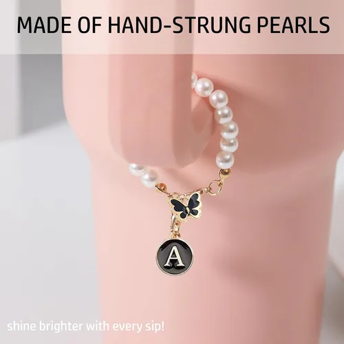 Miniatura 2 de Encanto de letra para Copa Stanley, accesorios de cadena de perlas, encantos de iniciales de Copa Stanley para asa, decoración de botella de agua