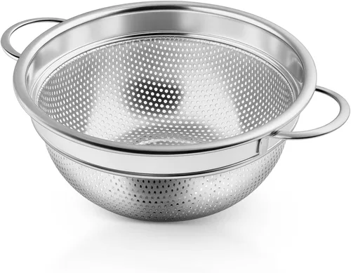 Miniatura 8 de P&P CHEF Colador de acero inoxidable de 3 cuartos de galón, colador de metal microperforado para alimentos de cocina, ideal para enjuagar, lavar
