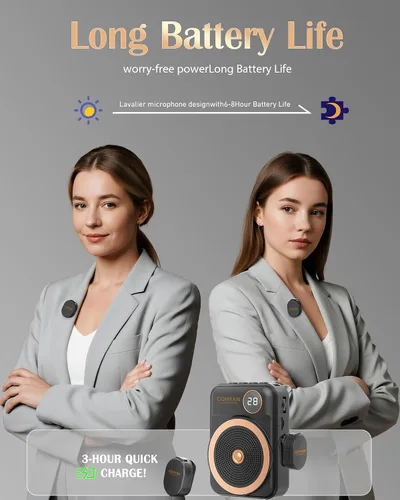 Miniatura 4 de Amplificador de voz para profesores con micrófono inalámbrico de solapa Lavalier, micrófono Bluetooth portátil y altavoz, megáfono de bocina