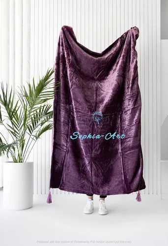 Miniatura 26 de Sophia-Art Manta de terciopelo triturado de lujo con borlas, para sofá o cama, manta suave, bohemia y cálida, acogedora, felpa ligera